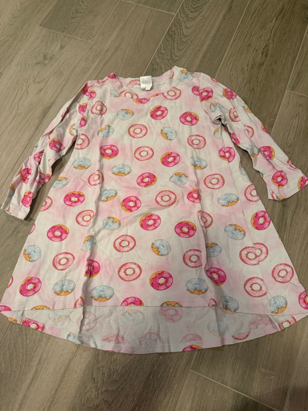 Esme Girls Pink Donut Print Long Sleeve Dress Size M